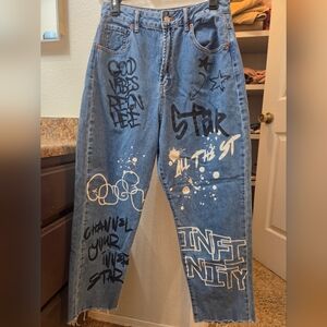 Graffiti Style Blue Jeans